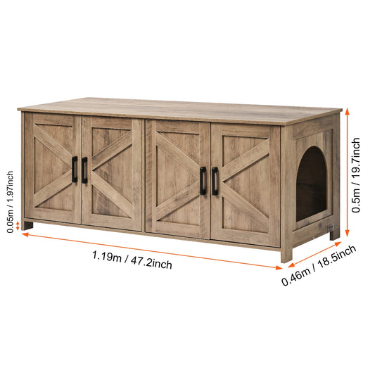 SucceBuy Cat Litter Box Enclosure For Two Cats Hidden Cabinet