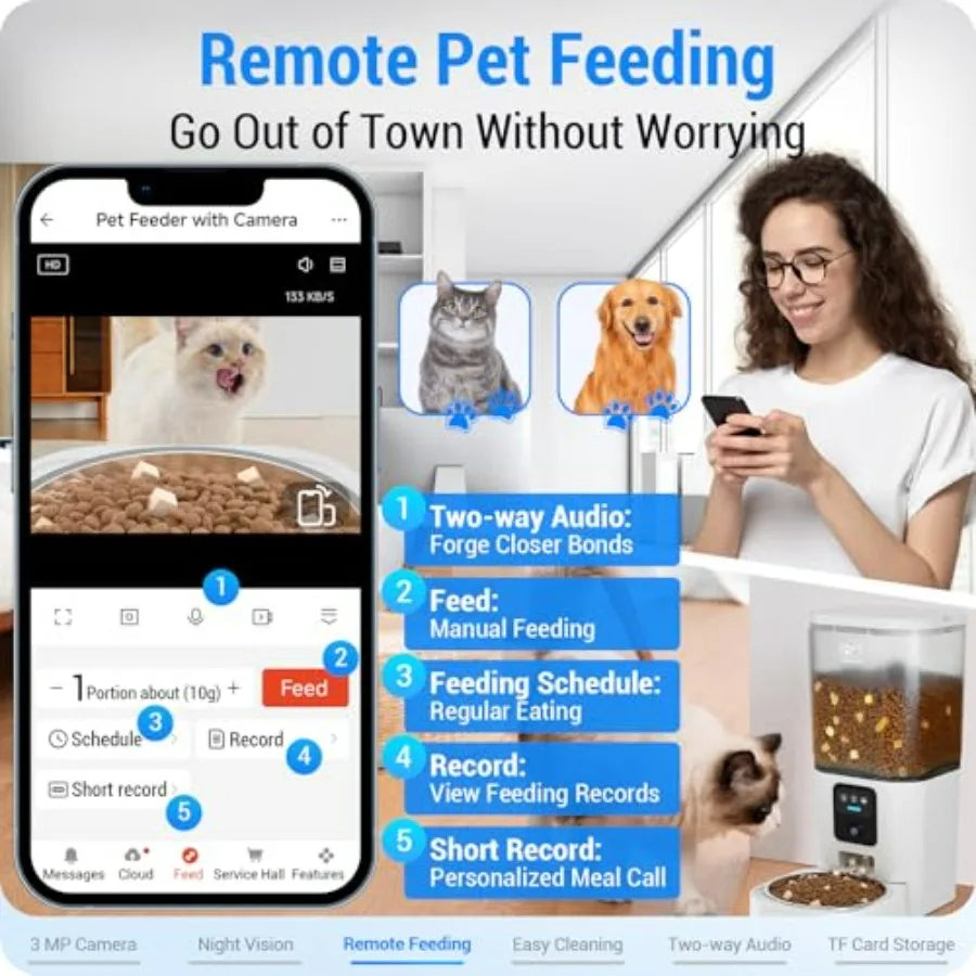 Hign-concerned Automatic Pet Feeder With 2K Camera And Night Vision