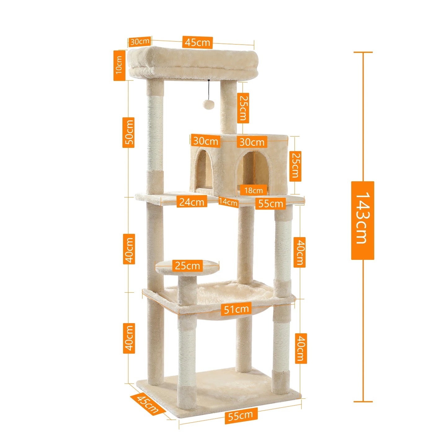 PAWZ Road Indoor Cat Tree 5-Level Tower With Hammock