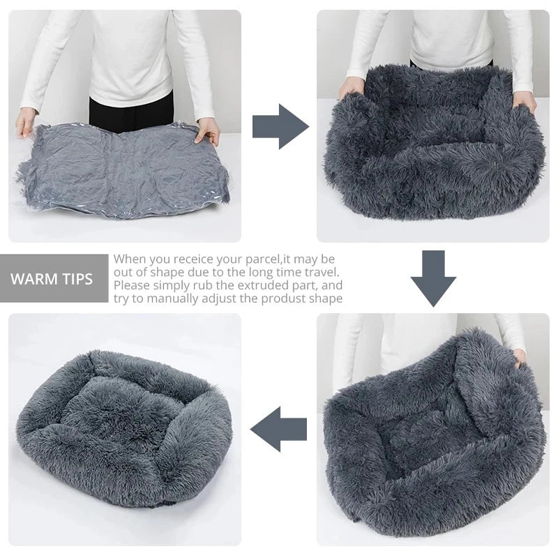 Rectangle Plush Dog Bed Winter Warm Mat For Pet Comfort