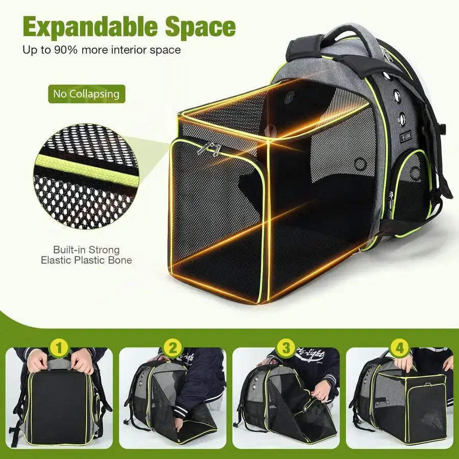 Bubble Cat Backpack Carrier With Expandable Space And Transparent Window by Furtastic Pet Essentials