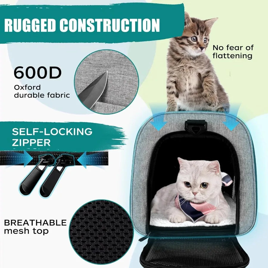 Portable Foldable Soft Sided Pet Carrier For Cats And Dogs