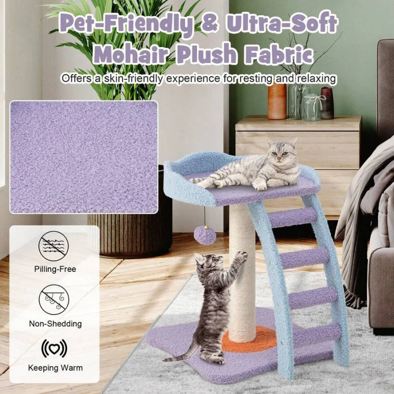 Two Tier Modern Cat Tree Tower Kitten Activity Center With Sisal Scratching Post