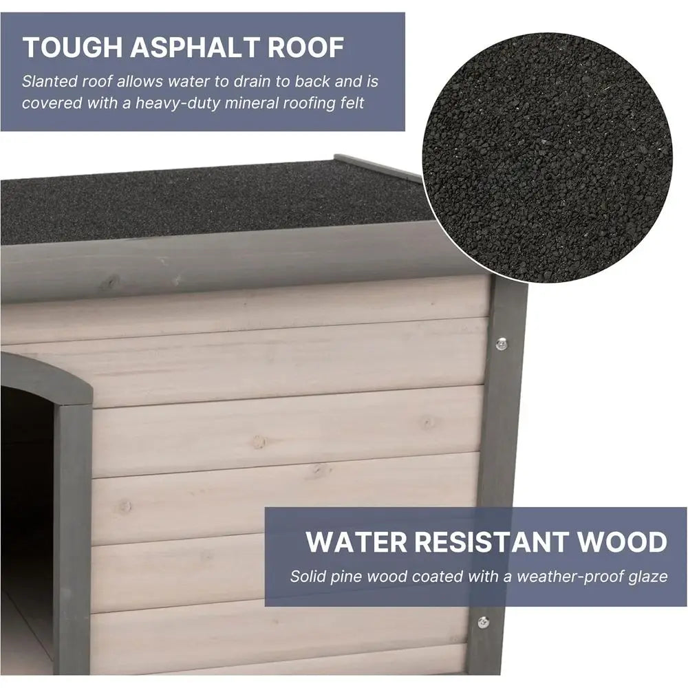 Classic Wooden Outdoor Dog House With Weatherproof Sealer