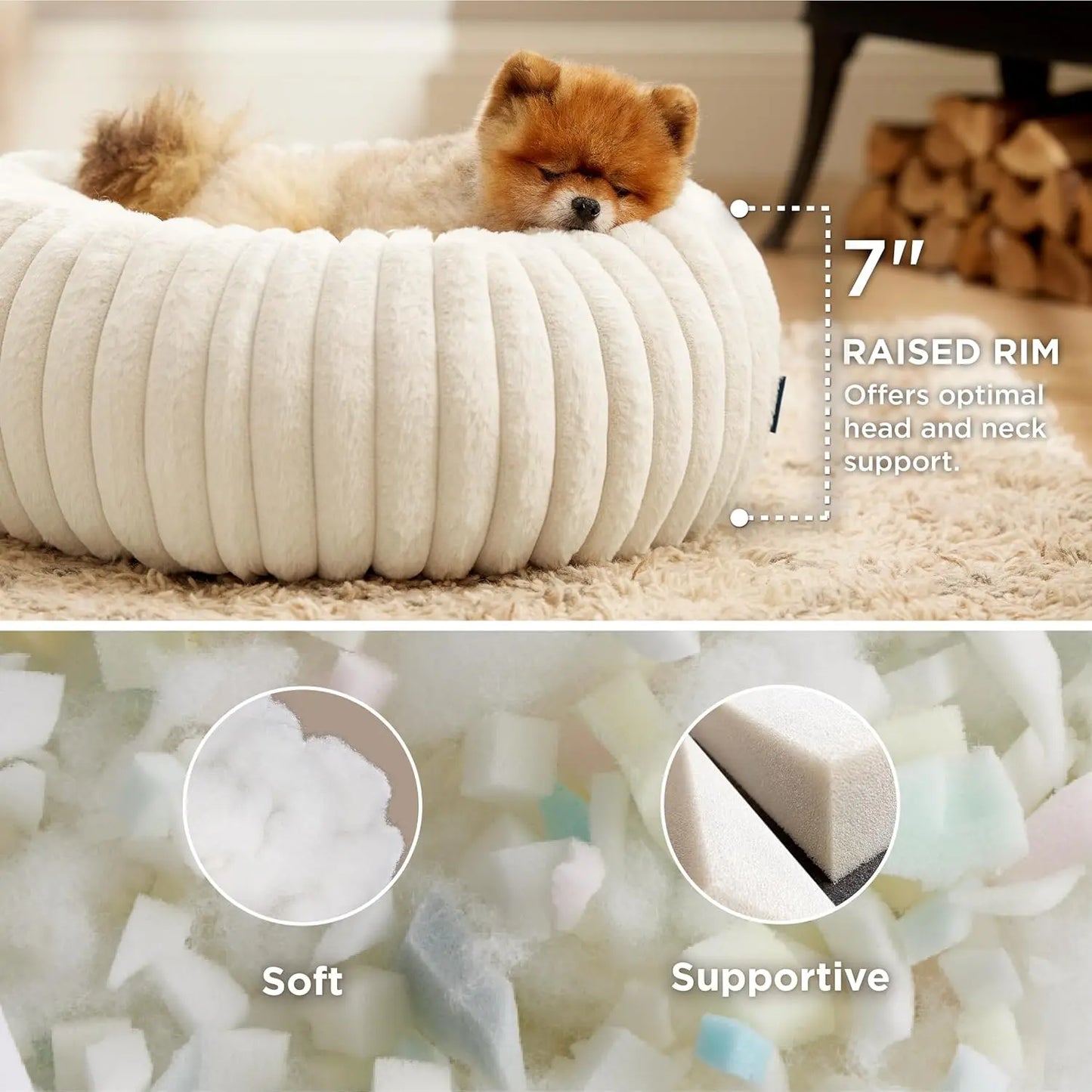 XMSJ Donut Dog Bed With Waterproof Cover And Foam Support