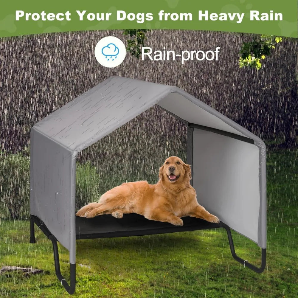 Outdoor Dog Bed With Canopy Shade Waterproof Sun Protection