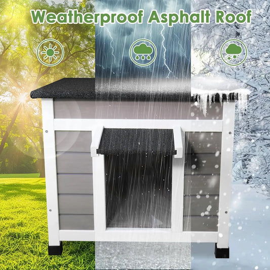 Insulated Cat House Weatherproof Outdoor Indoor Shelter For Feral Cats